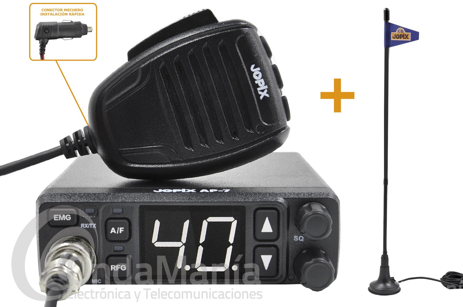 Jopix AP7 + Antena base magnética - Kit emisora CB 27 Mhz montaje r